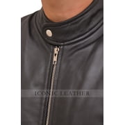 Mens GENUINE Leather BLACK Biker Jacket