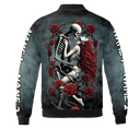 thumbnail image 3 of Lotusprinthandmade Personalized 3D Floral Skeleton Skull Couple All-over Print Bomber Jacket S-5XL Multicolor (2XL), skull and floral jacket, 3 of 5