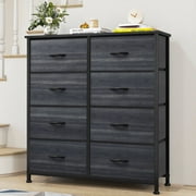 DEXTRUS Charcoal Black 8-Drawer Fabric Dresser for Bedroom, Storage Tower for Adults & Teens, Closet