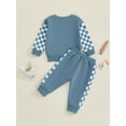 thumbnail image 6 of Jxzom Toddler Baby Boy Girl Fall Winter Outfit Mr. Steal Your Snacks Checkered Long Sleeve Crewneck Sweatshirt Tops Elastic Waist Pants 2Pcs Clothes Set, 6 of 9