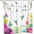 thumbnail image 4 of Bird Flower Shower Curtain Purple Floral Hummingbird Bathroom Curtains Calla Lily Garden Nature Plant Vintage Watercolor Bathtub Decor with Hooks 84 x 70 in, 4 of 6