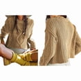 thumbnail image 2 of Women'S Oversized Fall Sweaters Casual Long Sleeve Crewneck Chunky Cable Knit Pullover Tops Winter Clothes Khaki M, 2 of 8