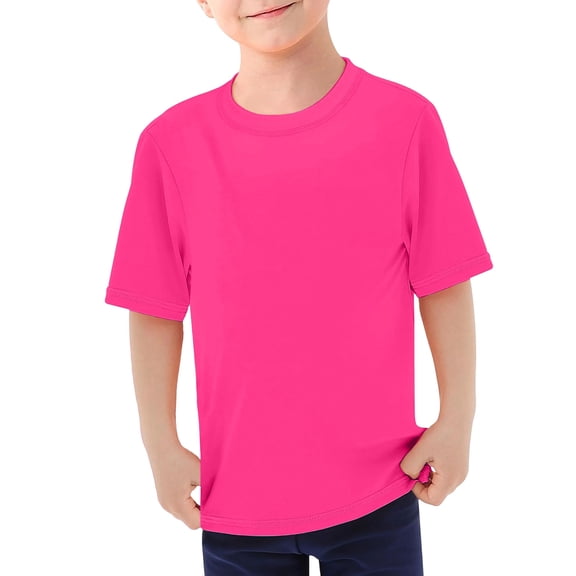 Tiijoy Boys Short Sleeve Rash Guard Summer Beach UPF50 Solid Swim Shirt Top, Sizes 3-14