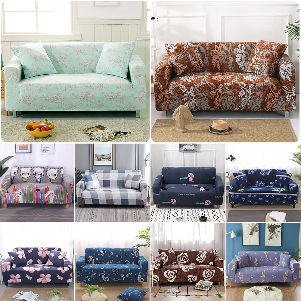 1-4 Seater Sofa Cover Stretch Fabric Sectional Printed Slipcover for Living Room 