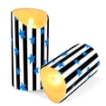 thumbnail image 3 of Stripes Stars Pattern Flameless Candles 2 PCS with Remote Realistic Moving Flame LED Tapered Pillar Set for Home Decor, 3 of 7