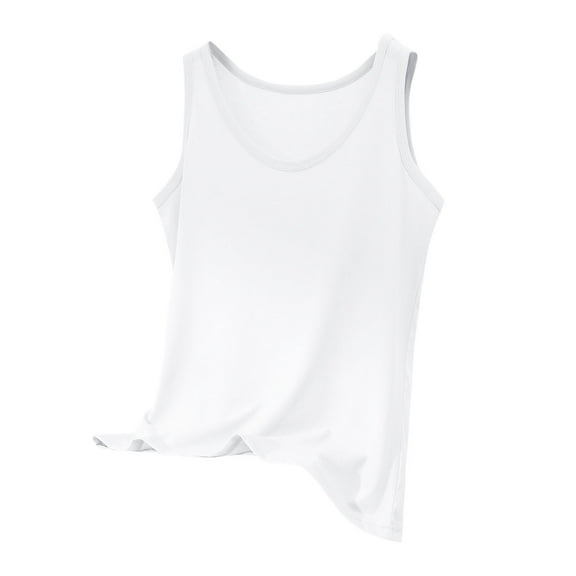 Wyobmus Women Linen Tank Tops Wide Strap Round Neck Cotton Tops Loose Soft Camisole Basic Shirts White