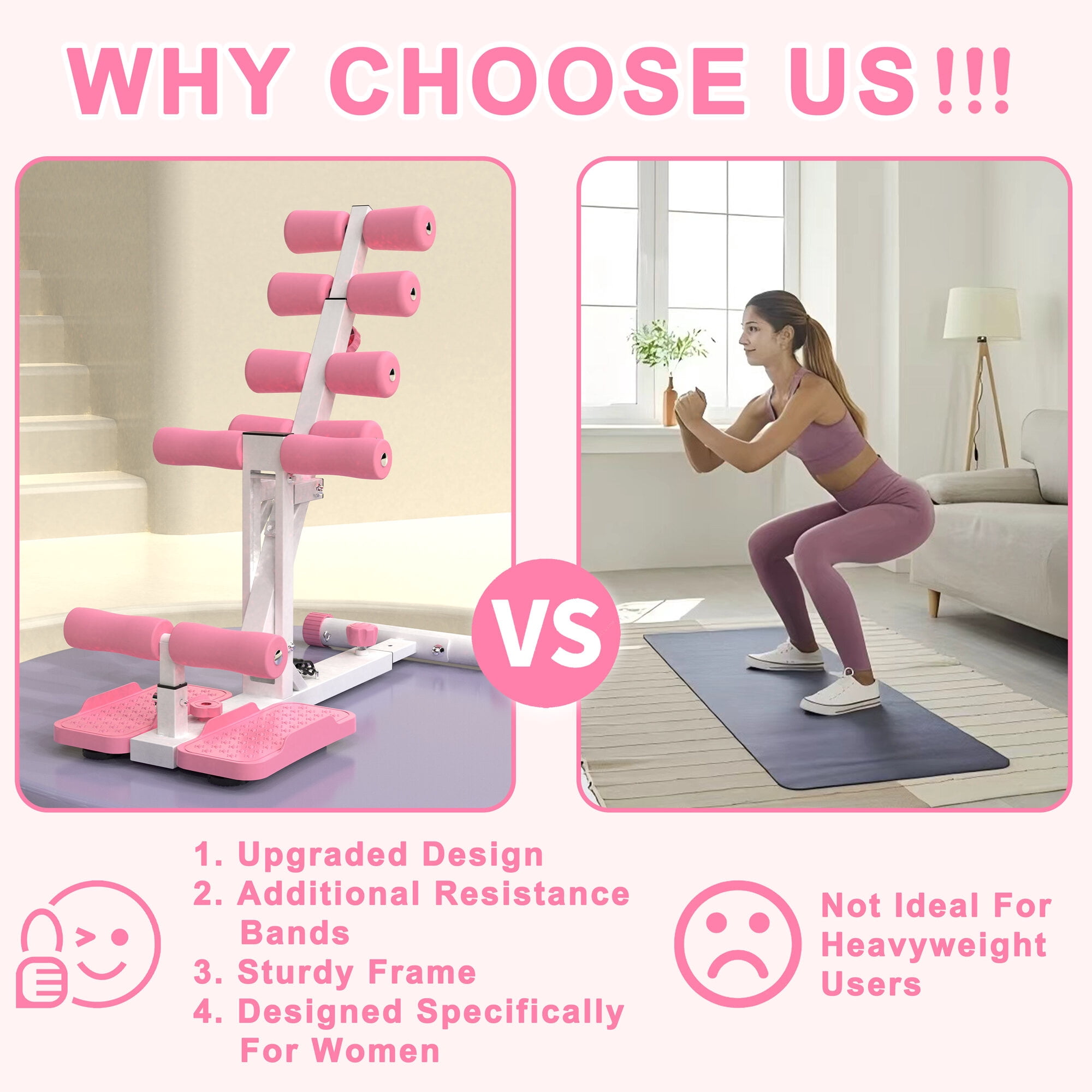 Exercise Equipment Deep Squat Machine for Home-Glutes Trainer Machine with Resistance Bands Squat Assist Trainer for Core & Legs Workout Ideal for Home Gym, Apartment & Office,Workout Equipment