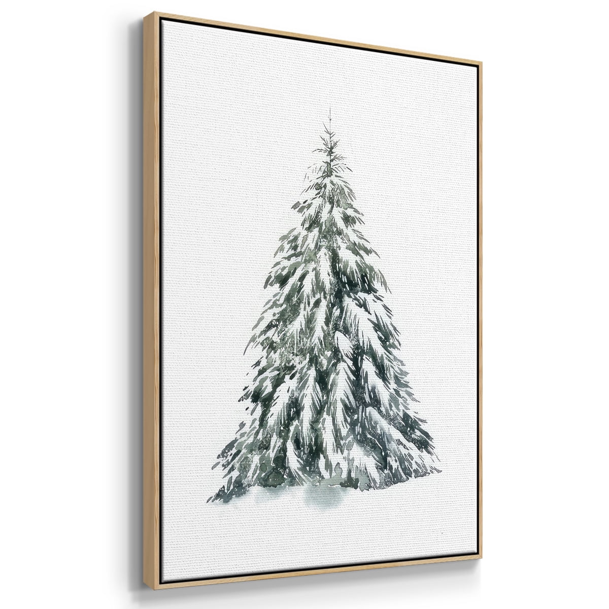 Blue Spruce I - Framed Gallery Wrapped Holiday Canvas - 17 x 25 - Natural Wood Frame
