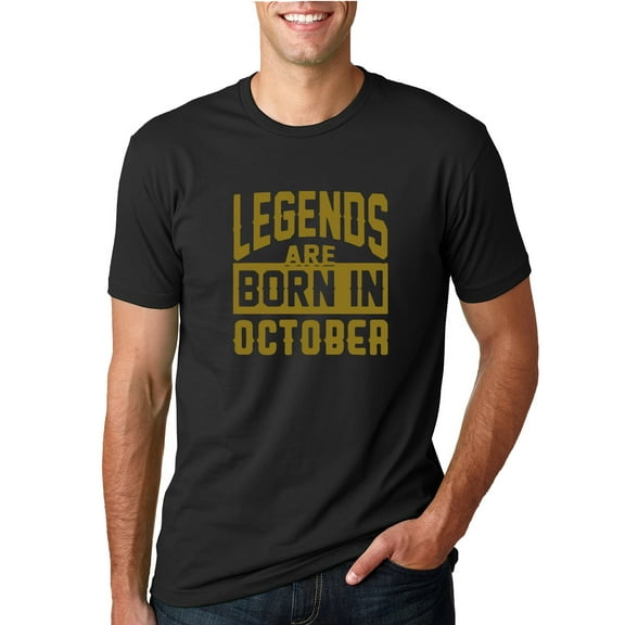 Legends are Born in October Gold Mens Fashion Graphic T-Shirt
