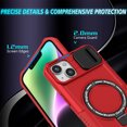 thumbnail image 4 of for iPhone 15 Case with Camera Sliding Cover, [Compatible with MagSafe] with Magnetic Ring Kickstand, Military Grade Heavy Duty Plustection Phone Case for iPhone 15, Red, 4 of 10