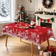 thumbnail image 4 of Nanqianyi Snowflake Christmas Red Tablecloth,Waterproof Stain Resistant Holiday Table Cover,52x70 Inch, 4 of 7