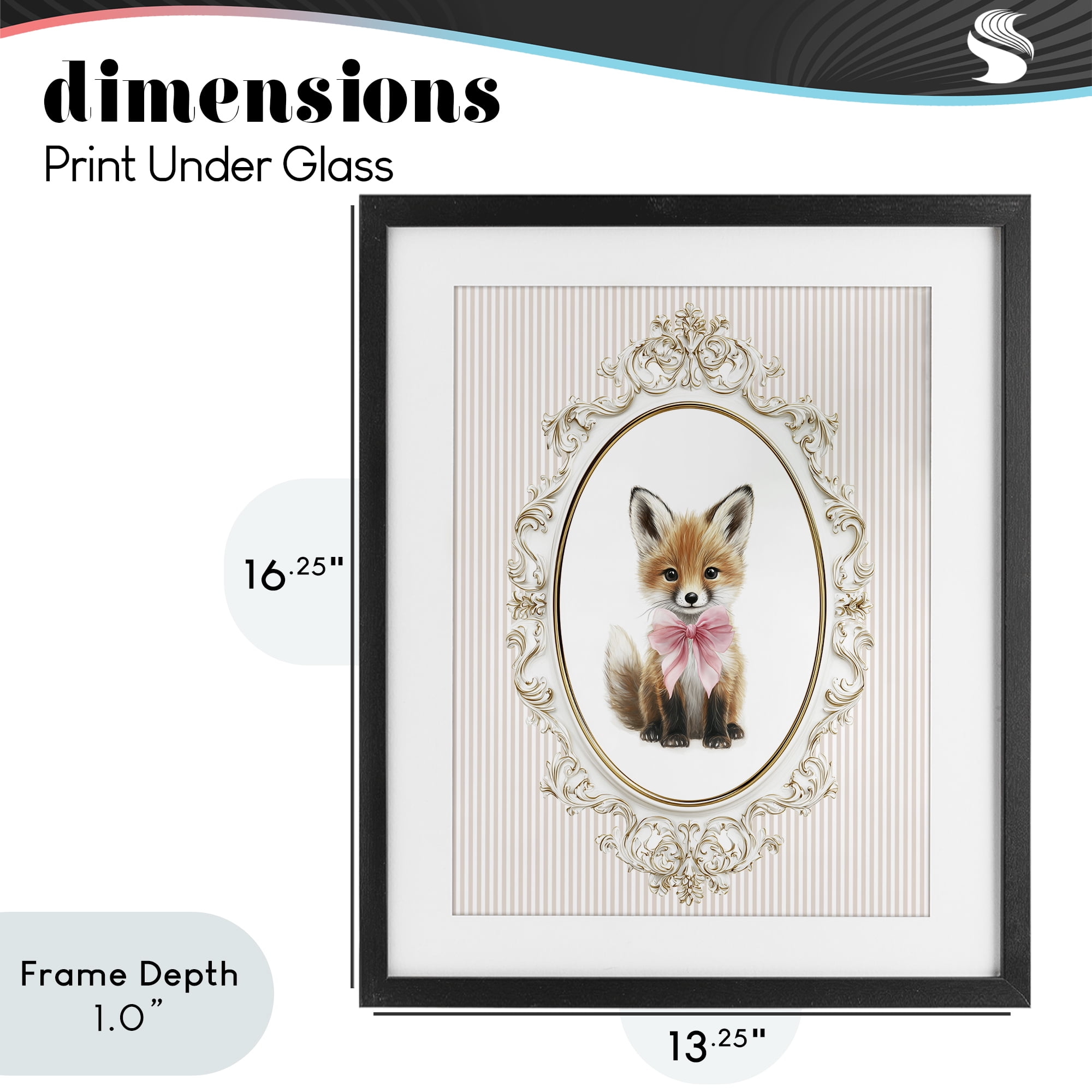 Stupell Industries Vintage Baby Fox Black Framed Print Under Glass, design by Christine Simpson Art