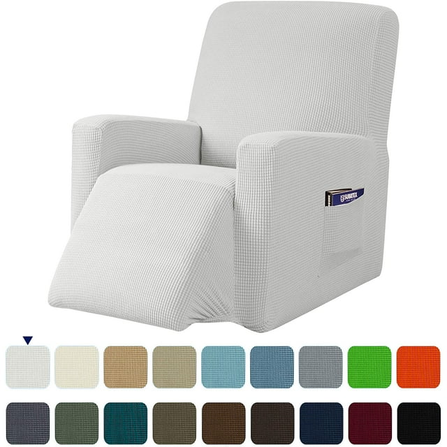 Subrtex Housse Extensible pour Fauteuil Inclinable 1 Pce, Housse Texturée à Carreaux avec Poches