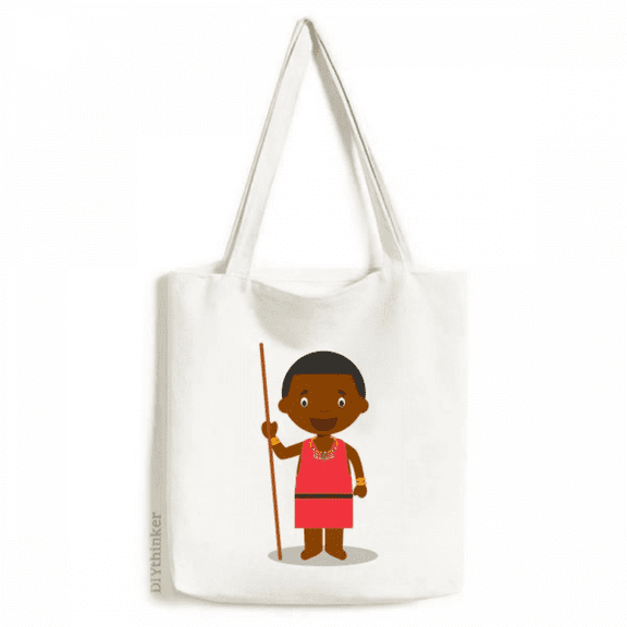 Black Kenya Cartoon Art Deco Fashion Tote Canvas Bag Shopping Satchel Casual Handbag
