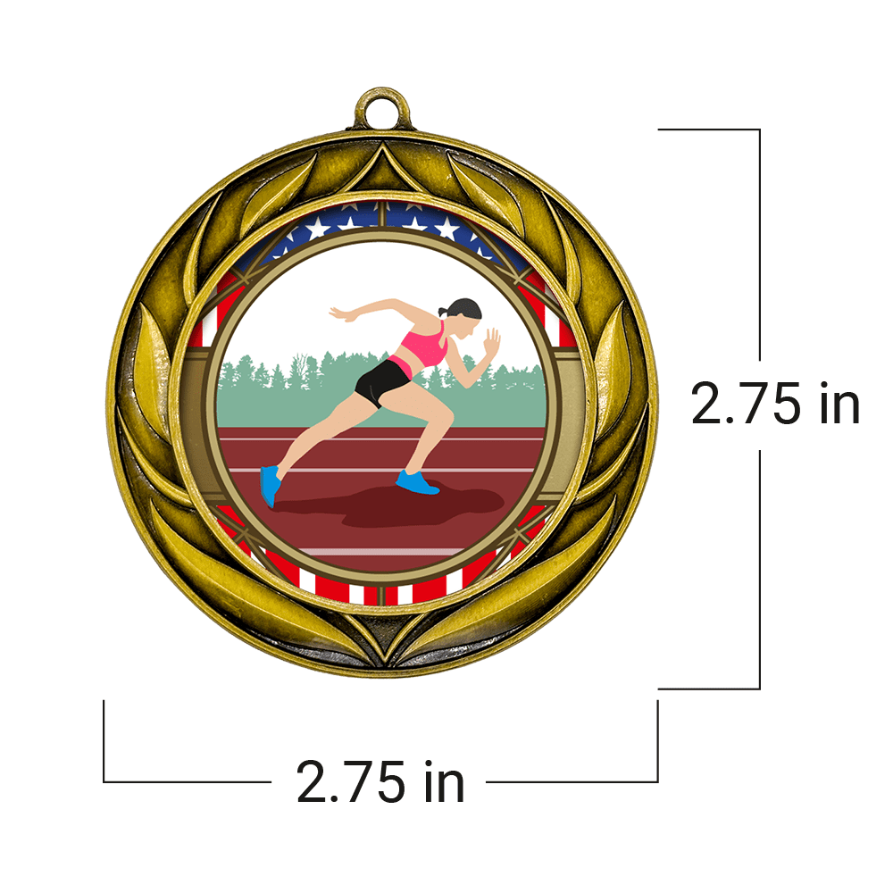 All Quality Wreath Design Track and Field Medal (female) | Competition | High Quality Metal Medal - 1st, 2nd, 3rd Place - 9 Piece Set (3 Pack)