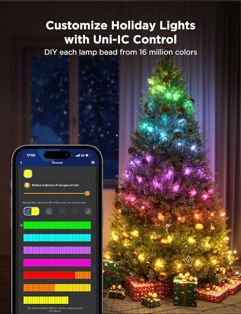 Govee 66ft Smart RGBIC String Lights – 99+ Scene Modes, IP65 Waterproof, Music Sync, Alexa Compatible – 16 Million Colors, Indoor/Outdoor Holiday & Party Decor