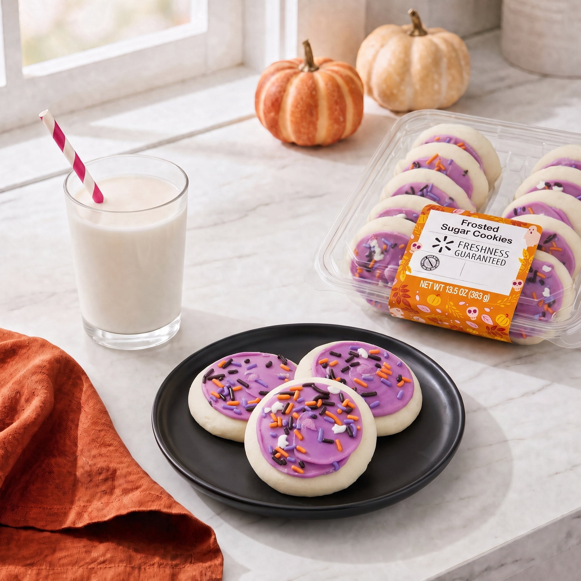 Freshness Guaranteed Halloween Purple Boo Frosted Sugar Cookies, 13.5 oz, 10 Count