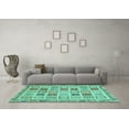 thumbnail image 3 of Ahgly Company Indoor Round Oriental Turquoise Blue Modern Area Rugs, 3' Round, 3 of 4