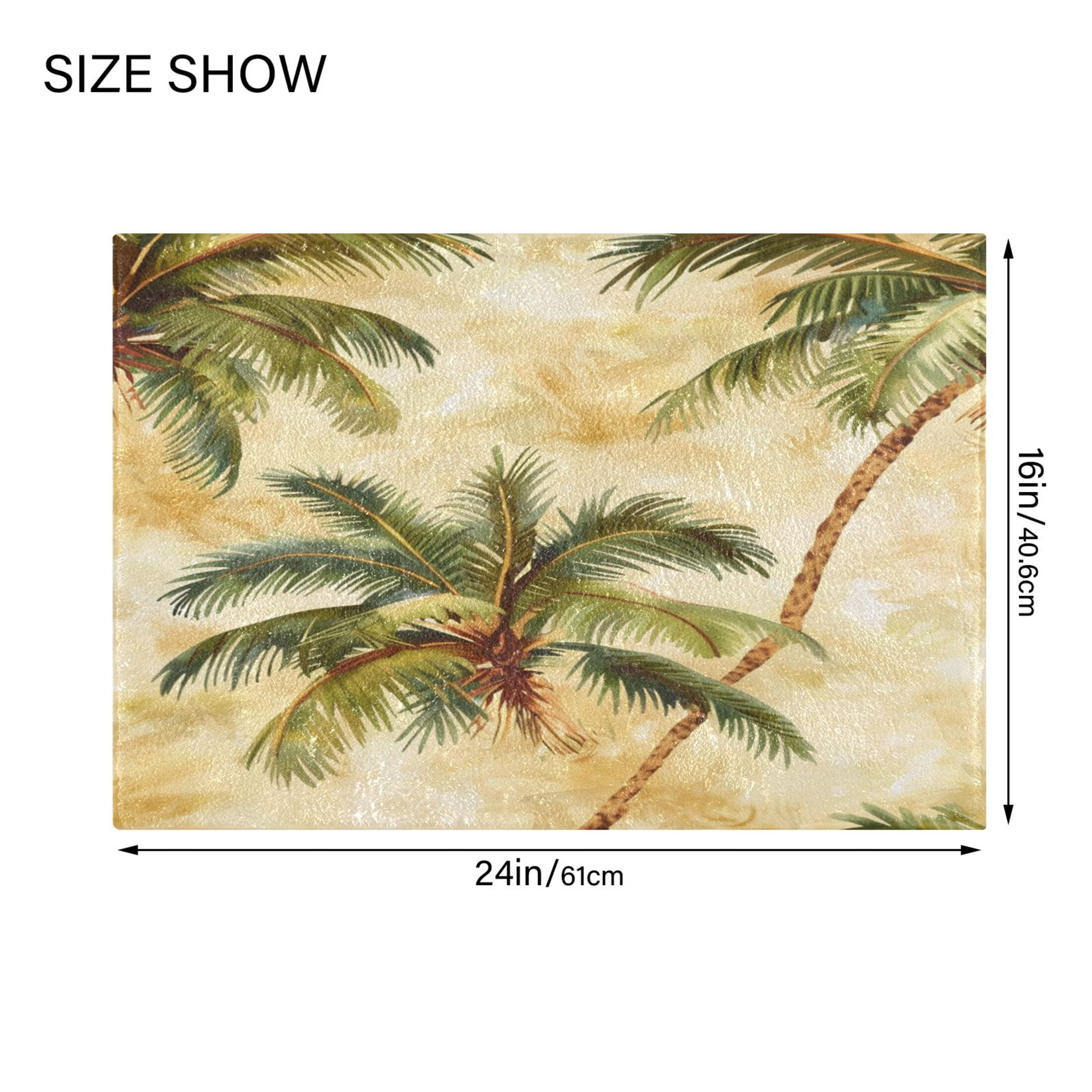 Ryvnso Retro Palm Trees Bathroom Shaggy Rugs Toilet Mat Soft Contour Rug