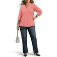 thumbnail image 6 of WellSize 3/4 Sleeve Womens Plus Size Tops V Neck Trendy Tunic Blouses Curved Hem Casual Shirts, 6 of 9