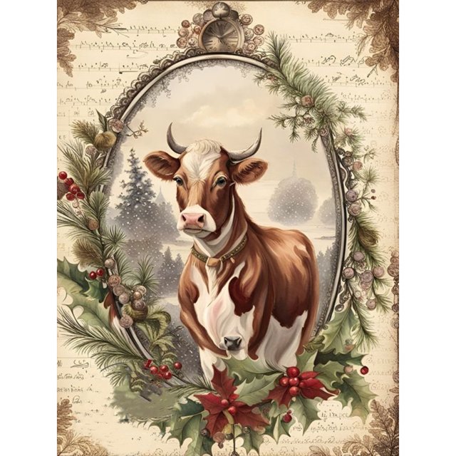 5D DIY Con Taladro Vacas en Una Diario Vintage 30x40cm