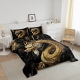 thumbnail image 3 of Erosebridal Ensembles de Couette Dragon Magique Taille Grand, Couette Noire et Dorée, Réversible 3 Pcs, 3 of 7