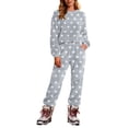 thumbnail image 2 of Akafmk Plus Size Fleece Pajama Sets for Women 2 Piece Long Sleeve Loungewear Set Print Warm Homewear Tops and Sleepwear Pants Sets XXL, 2 of 5