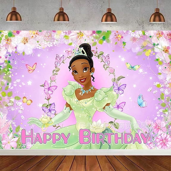 Princess Birthday Party Backdrop Photography Background Party Supplies Background Banner for Tiana Birthday Decoration