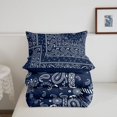 thumbnail image 5 of meiyoeat Nautical Floral King Size Comforter Sets For Men Women,Navy Print Comforters King Size,Blue White,Navy Blue Reversible,3 Pieces,1 Comforter and 2 Pillowcases, 5 of 7