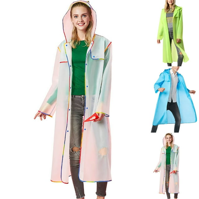 Sentmoon Manteau de Pluie pour Hommes avec Capuchon, Imperméables pour Femmes, Couleur Unie, Manches Longues, Ponchos Boutonnés Imperméables pour la Randonnée, le Randonnée et le Voyage, Blanc, TG