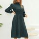 thumbnail image 2 of Gibobby Vestidos de suéter anchos Vestido con cintura elástica y estampado integral con cuello simulado y manga larga para mujer(A,G), 2 of 5