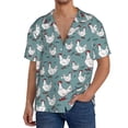 thumbnail image 7 of Lsque Funny Chicken print Men's Cuban Collar Short Sleeve Shirt Summer Beachwear Casual Button Down Fashionable Vacation Leisure Shirt-3X-Large, 7 of 7