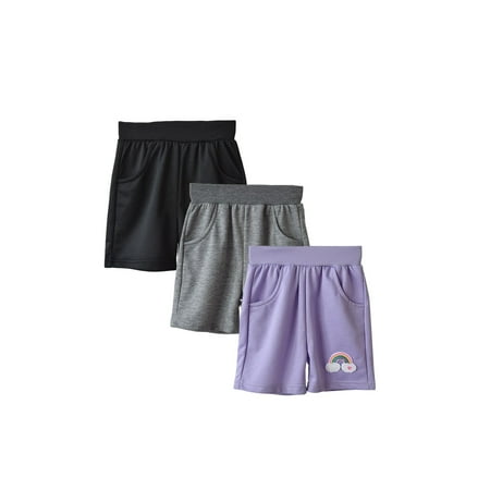 

Phenas Toddler Girls Rainbow Print Summer Cotton Athletic Casual Versatile Short Pants 3 Pack