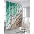 thumbnail image 5 of Green Brown Ombre Waterproof Fabric Shower Curtain, Modern Geometric Abstract Aesthetic Cream Shower Curtain for Bathroom Curtains Bathtubs Hotel Washable Shower Curtains with 12 Hooks Small 36x78in, 5 of 6