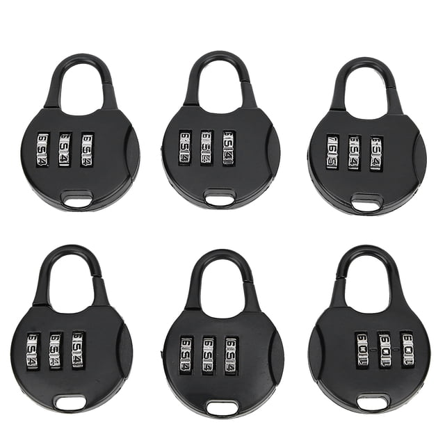 Candado con contraseña portátil de 3 dígitos, candado antirrobo para mochila, papelería, 6 uds.