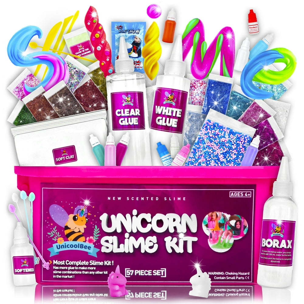UnicoolBee Unicorn Slime Kit for Girls 57pcs Slime Making Kit and