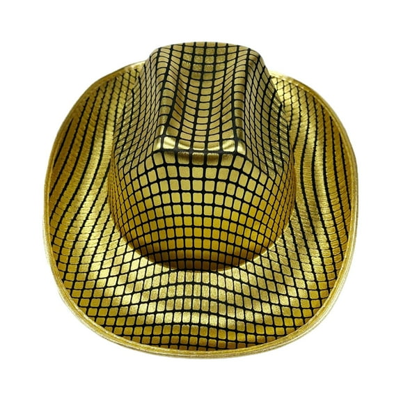 Cowboy Hat Lightweight Wide Brim Cap Jazz Hat for Men Women Bridesmaid Girls Gold