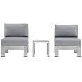 thumbnail image 1 of Modway Shore 3-Pièces Patio Extérieur en Aluminium Sectionnel Canapé Serti en Argent/gris, 1 of 6