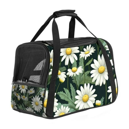 Daisy Premium Pet Carrier Bag - 900D Oxford Cloth  Sherpa Base  Nylon Webbing | Size: 17x10x11.8 in | Durable and Stylish Dog Travel Tote