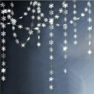 Winter Wonderland Frozen Party Snowflakes Decorations White 12pcs Hanging  3D Paper Snowflakes and Snowflake Garland for Christmas Birthday Party
