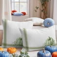 thumbnail image 6 of Fall Throw Pillow Covers&nbsp;20x20 Inch Set of 2 Green Pumpkin Decorative Pillow Covers Sage Green Stripe Cushion Cover Pillowcase for Sofa Couch Bed Home Decor, 6 of 9