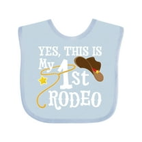 Inktastic Yes, This is My 1st Rodeo Cowboy Hat with Red Band, Lasso Boys or Girls Baby Bib