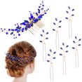 thumbnail image 4 of Miangastore 1 Set Rhinestone Hair Pins Decorative Combs U-Shaped Hair Clips Leaf Shape Clips Hair Styling Pins For Wedding Bride Bridesmaids, 4 of 8