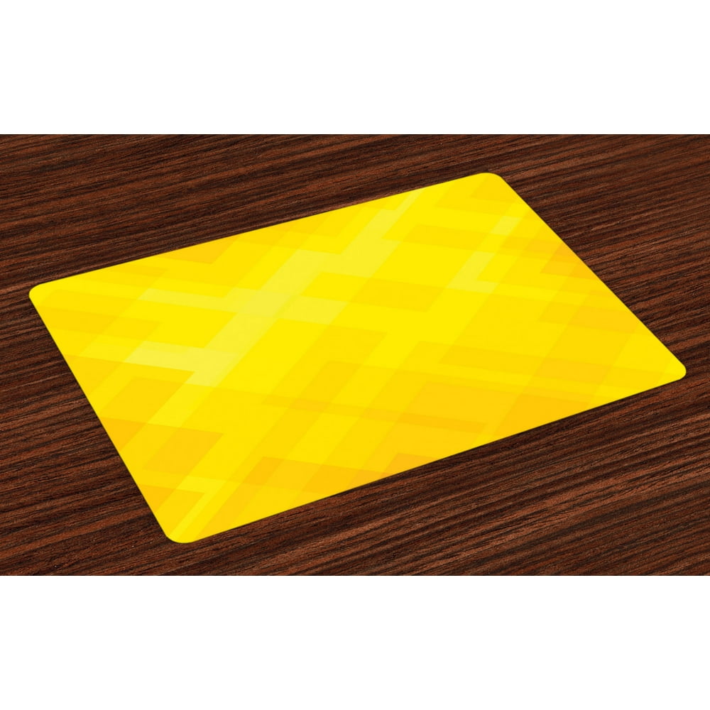 Yellow Placemats Set of 4 Contemporary Art Inspirations in Yellow Toned Geometrical Rhombus