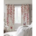thumbnail image 3 of Spring Flower Blackout Curtains for Bedroom Living Room, Watercolor Gradient Falling Pink Floral Butterfly Beige 63 In Long Thermal Insulated Room Darkening Drapes Grommet Window Treatments, 42x63 In, 3 of 9