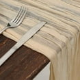 thumbnail image 4 of Bxaolu Cheesecloth Table Runner 35.5 x 157.5 inch Gauze Table Runners, Rustic&nbsp;Semi Sheer Boho Cheese Cloth Fabric Table Runner for Wedding,Party,Bridal Shower Decoration, Khaki, 4 of 6