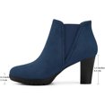 thumbnail image 2 of BLISSFUL STEP Women's Ankle Boots Chelsea Platform Chunky Heel Round Toe Faux Suede Boots Navy Blue 8, 2 of 7