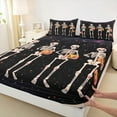 thumbnail image 3 of Manfei Halloween Skull Twin Sheet Sets for Kids, Cartoon Pumpkin Twin Fitted Sheet, Mystic Bling Galaxy Flat Sheet, Lightweight Room Decor, 3-Piece, 3 of 7