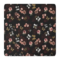Pioneer Flower Floral Print Pattern Square Fitted Tablecloth with Elastic Edge,Square Table Cover,Washable Elastic Table Cover for Home Kitchen Party Decor 36"x36"