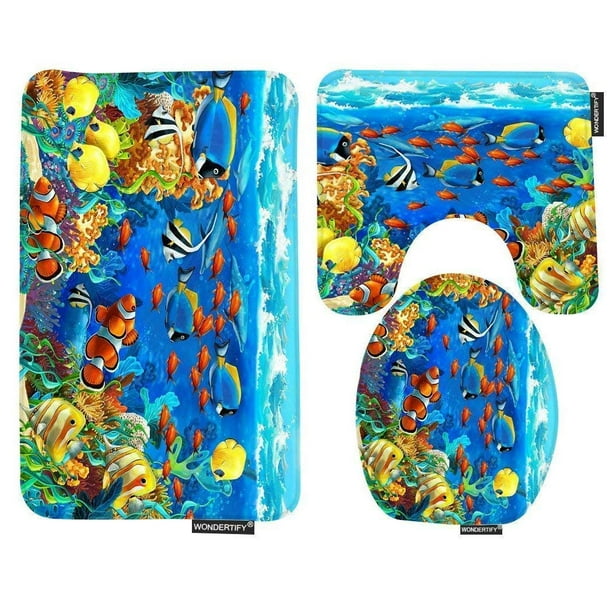 CHAPLLE Bath MatUnderwaterOcean Tropical Fish Coral Undersea World Fish